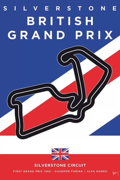 United Kingdom: F1 Silverstone Race Track Minimal Poster by Chungkong