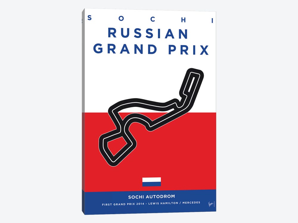 F1 Sochi Race Track Minimal Poster by Chungkong 1-piece Canvas Print
