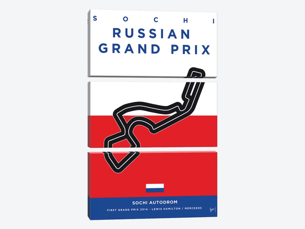 F1 Sochi Race Track Minimal Poster by Chungkong 3-piece Canvas Art Print