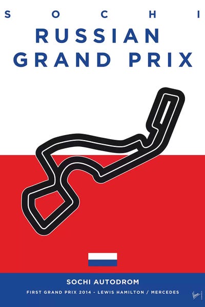 Russia: F1 Sochi Race Track Minimal Poster by Chungkong