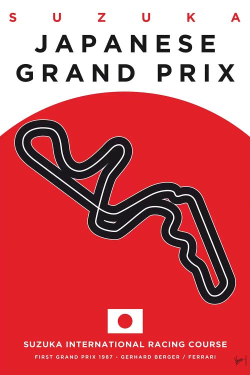 F1 Suzuka Race Track Minimal Poster