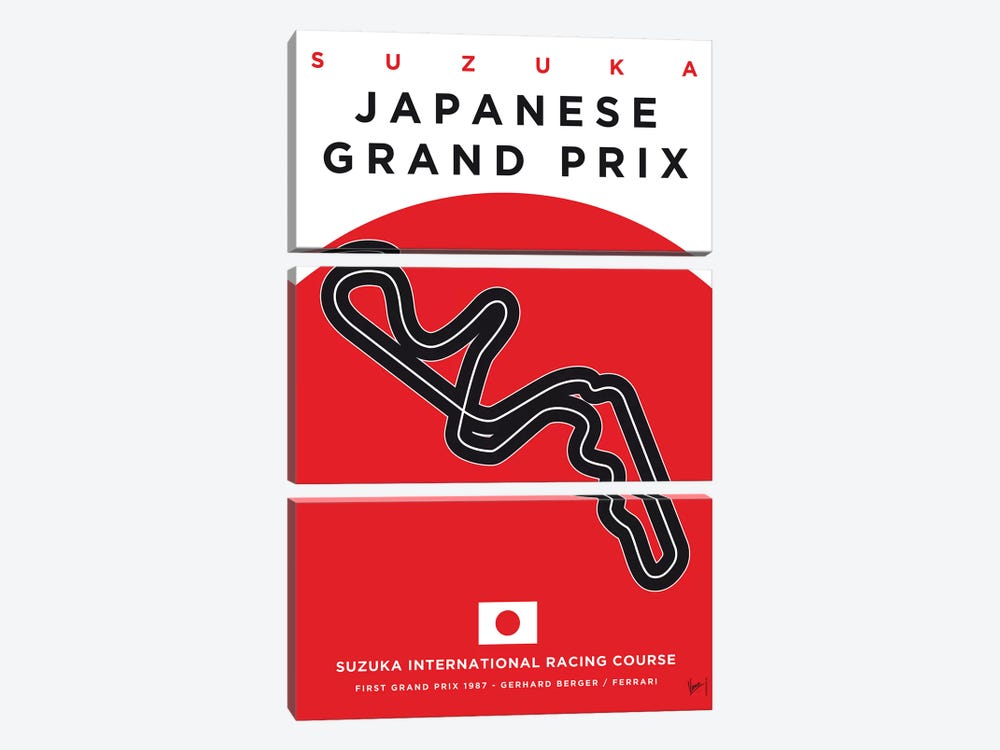 F1 Suzuka Race Track Minimal Poster by Chungkong 3-piece Canvas Art