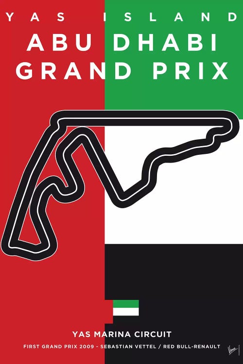 F1 Yas Marina Race Track Minimal Poster