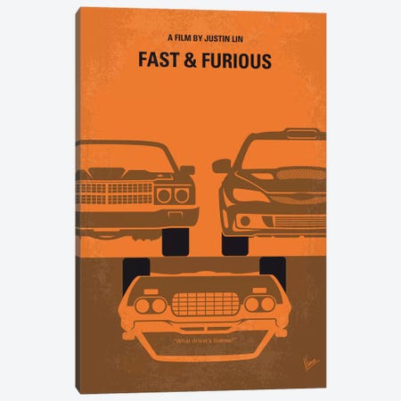 Fast And Furious Minimal Movie Poster Canvas Print #CKG870} by Chungkong Canvas Art