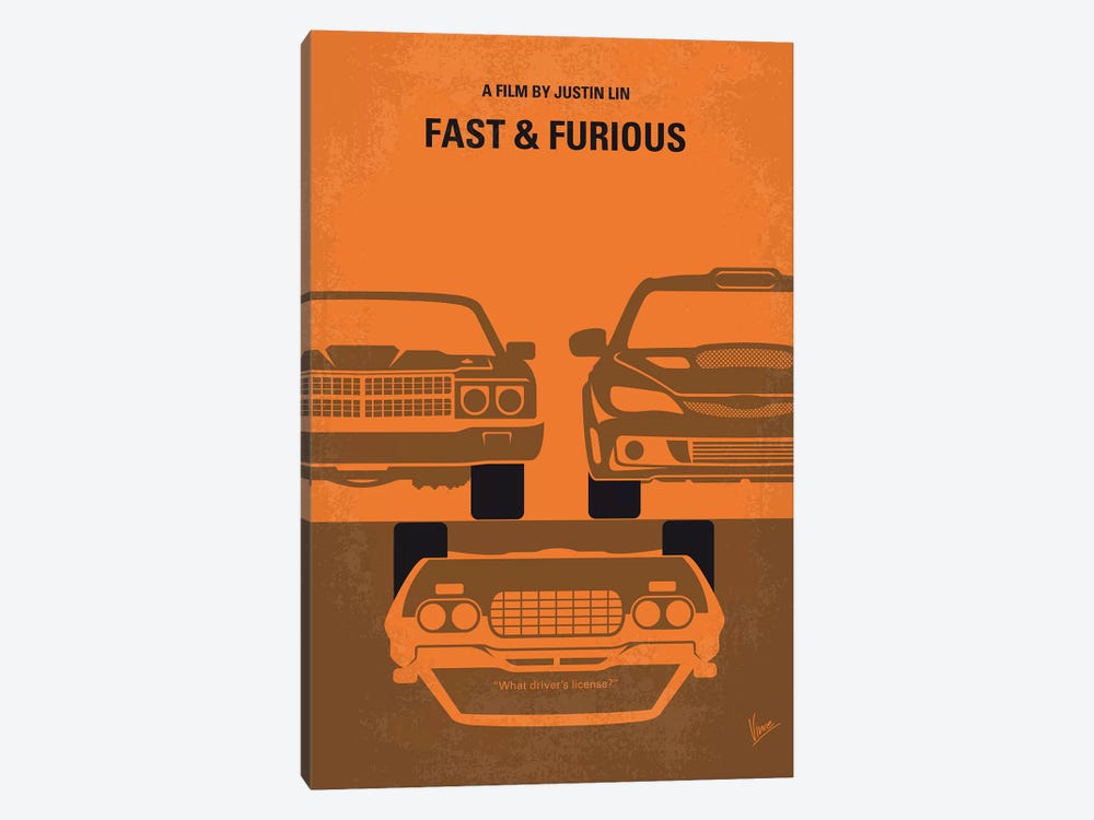Fast And Furious Minimal Movie Poster by Chungkong 1-piece Canvas Art Print