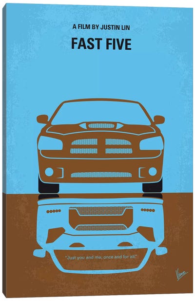 Fast Five Minimal Movie Poster Canvas Art Print - Automobile Art