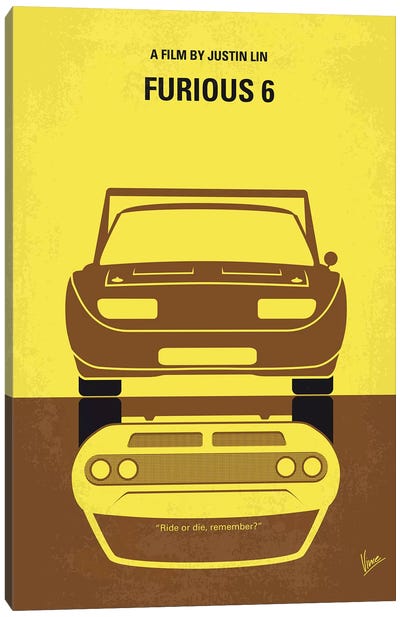 Furious 6 Minimal Movie Poster Canvas Art Print - Action & Adventure Movie Art