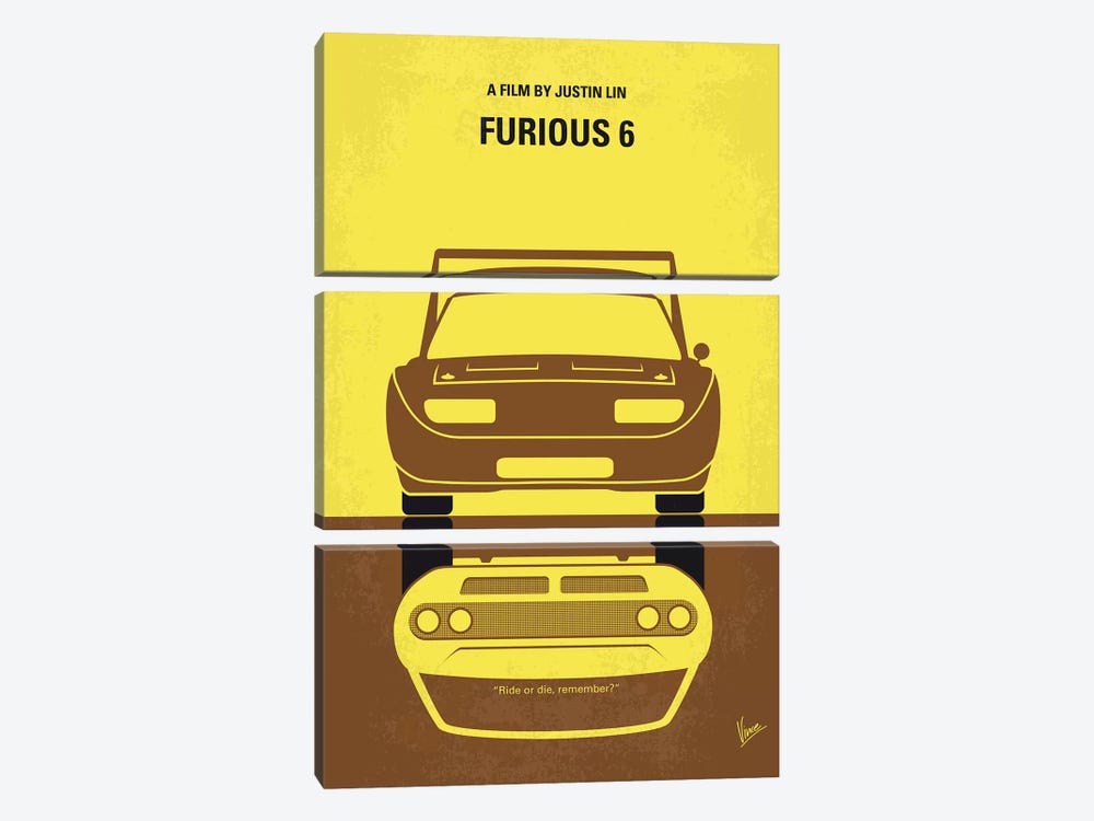 Furious 6 Minimal Movie Poster by Chungkong 3-piece Canvas Wall Art