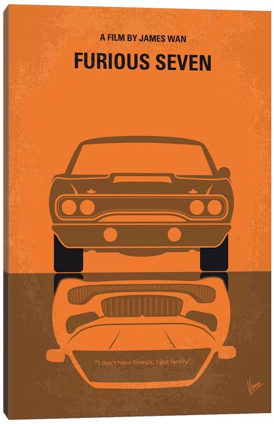 Furious 7 Minimal Movie Poster Canvas Art Print - Fast & Furious