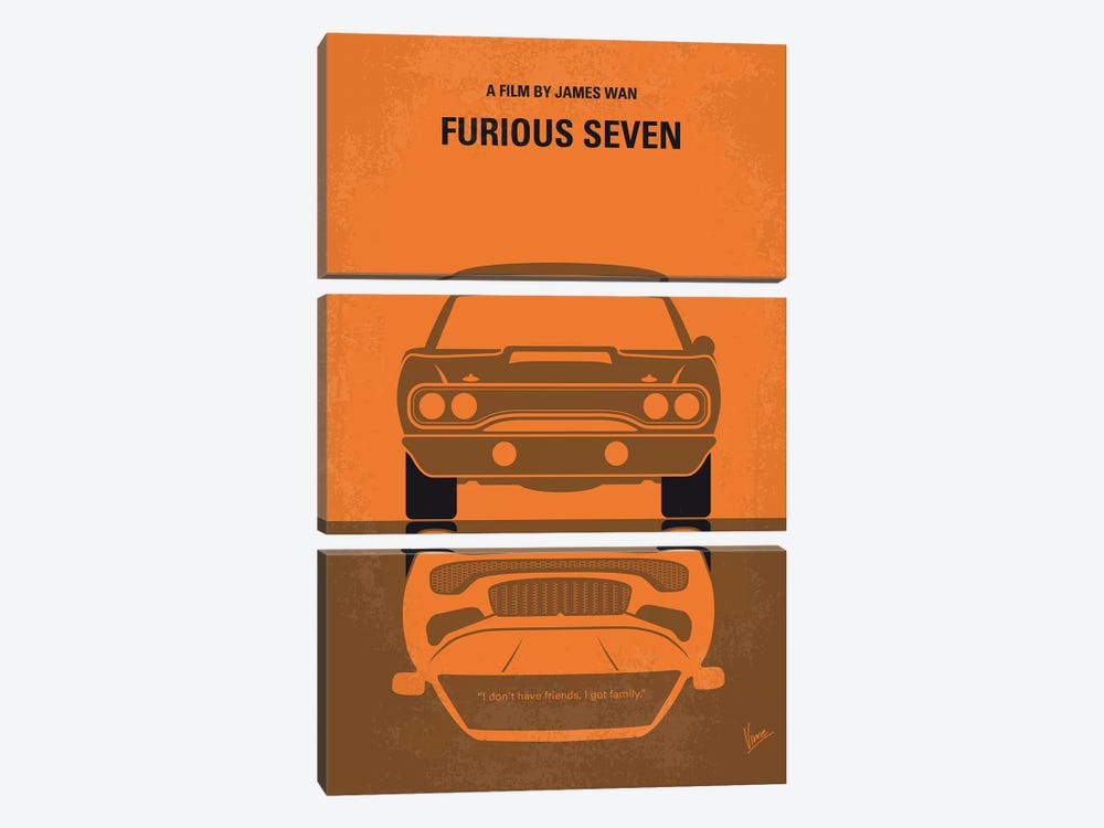 Furious 7 Minimal Movie Poster by Chungkong 3-piece Canvas Art Print