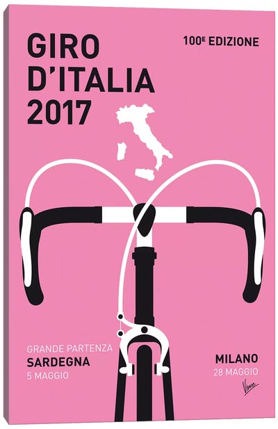 Giro d'Italia 2017 Minimal Poster Canvas Art Print - Bicycle Art