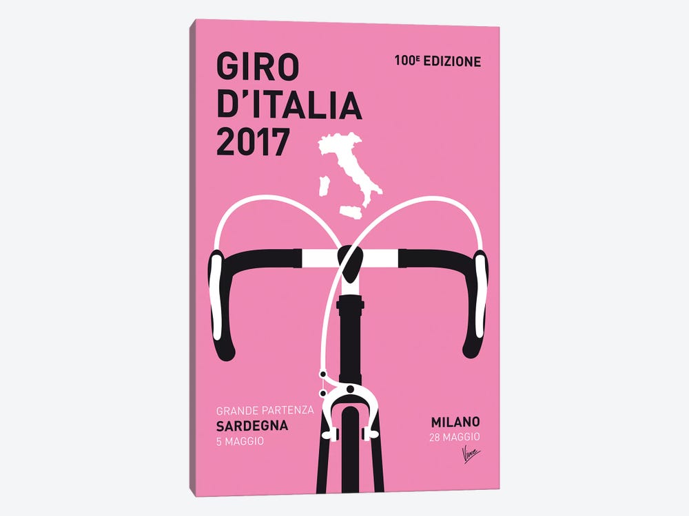 Giro d'Italia 2017 Minimal Poster by Chungkong 1-piece Canvas Wall Art
