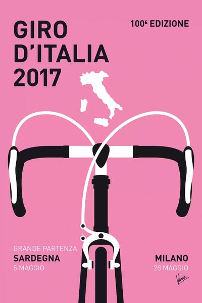 Bicycles: Giro d'Italia 2017 Minimal Poster by Chungkong