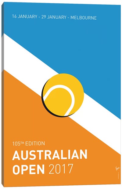 Grand Slam Australian Open 2017 Minimal Poster Canvas Art Print - Tennis