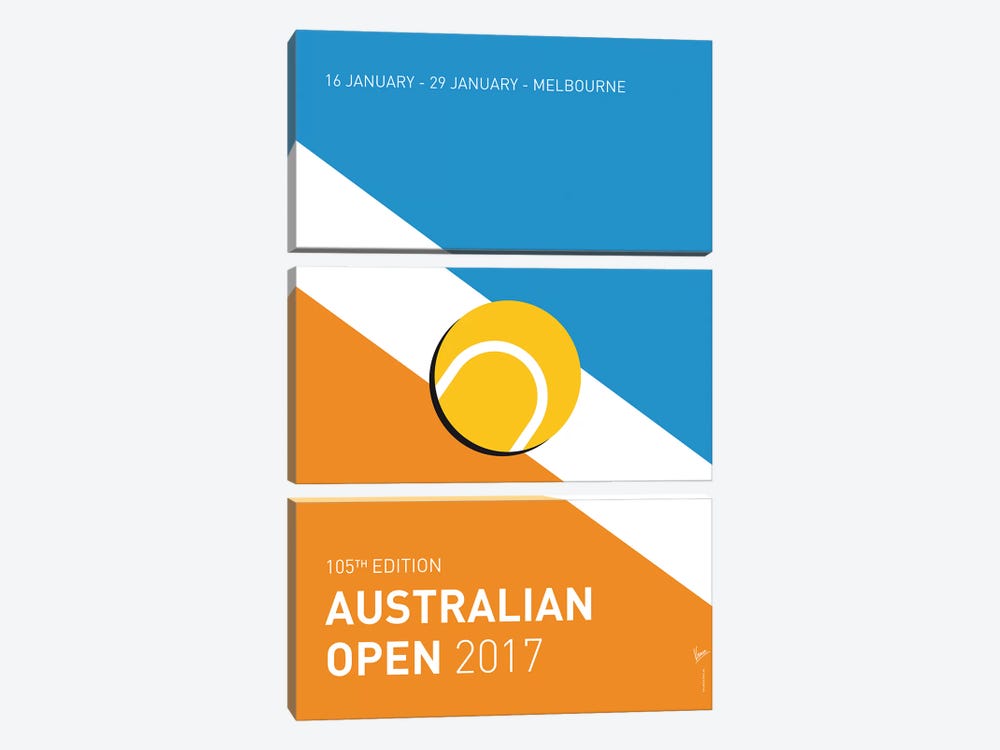 Grand Slam Australian Open 2017 Minimal Poster by Chungkong 3-piece Canvas Artwork