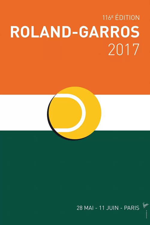 Grand Slam Rolandgarros 2017 Minimal Poster by Chungkong wall art