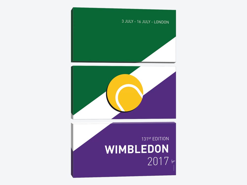 Grand Slam Wimbledon Open 2017 Minimal Poster by Chungkong 3-piece Canvas Print