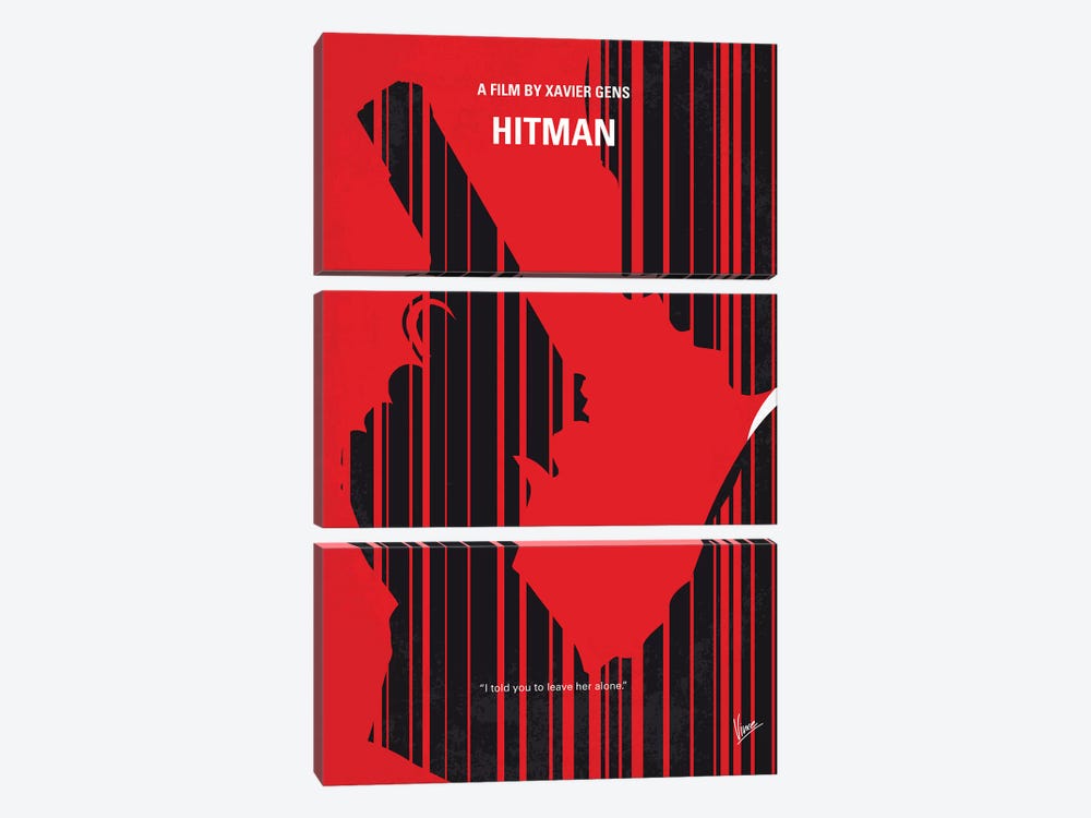 Hitman Minimal Movie Poster by Chungkong 3-piece Canvas Print