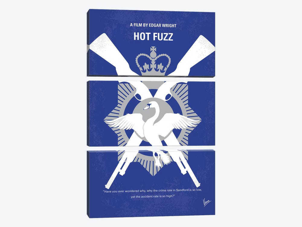 Hot Fuzz Minimal Movie Poster by Chungkong 3-piece Canvas Print