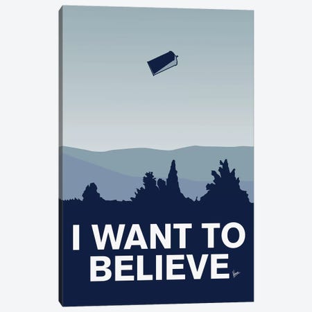 I Want To Believe Minimal Poster Tardis Canvas Print #CKG893} by Chungkong Canvas Wall Art