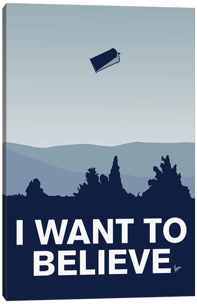 I Want To Believe Minimal Poster Tardis Canvas Art Print - Space Fiction Art