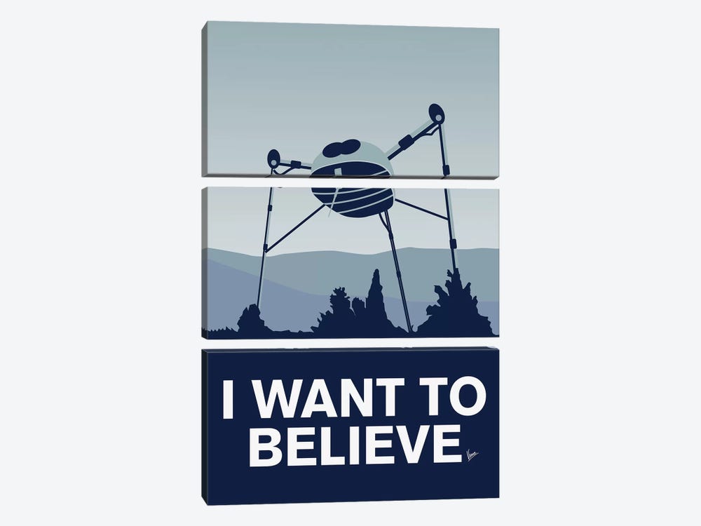 I Want To Believe Minimal Poster War Of The Worlds by Chungkong 3-piece Canvas Art Print