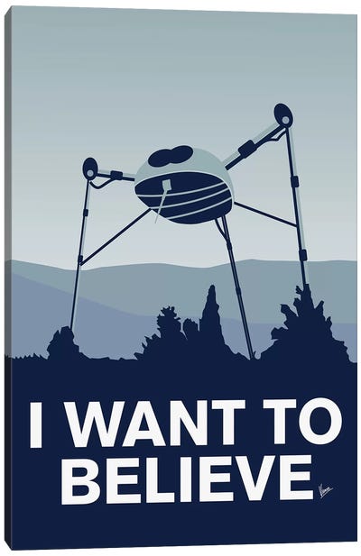 I Want To Believe Minimal Poster War Of The Worlds Canvas Art Print - Alien Art