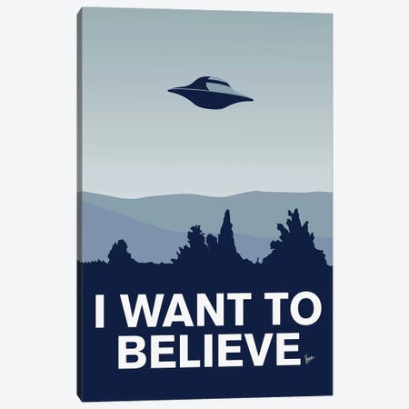 I Want To Believe Minimal Poster X-Files Canvas Print #CKG895} by Chungkong Canvas Art Print