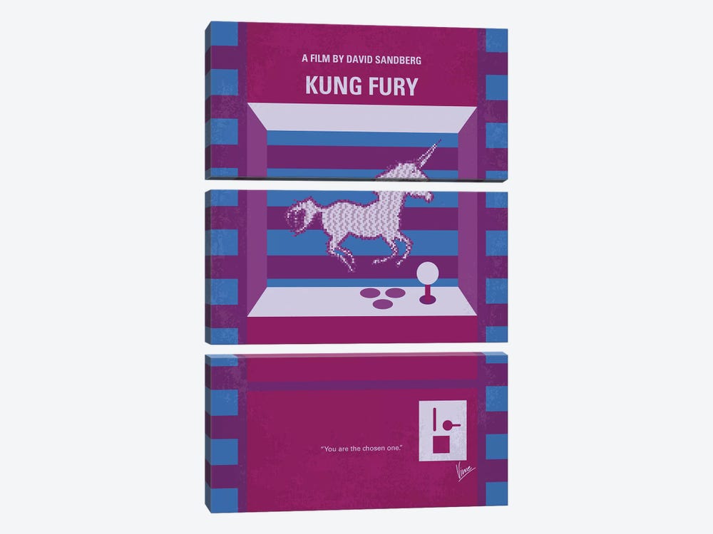 Kung Fury Minimal Movie Poster by Chungkong 3-piece Canvas Art