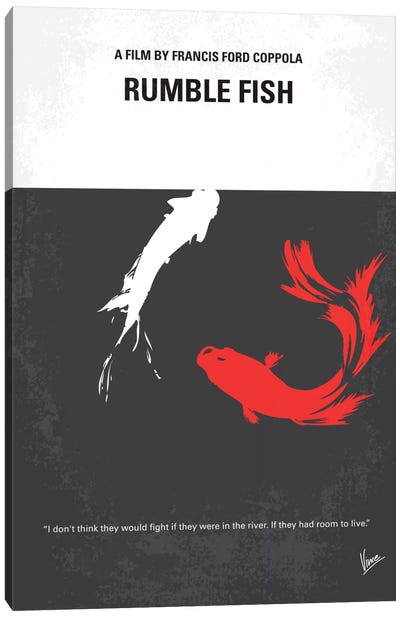 Rumble Fish Minimal Movie Poster Canvas Art Print - Dramas Minimalist Movie Posters