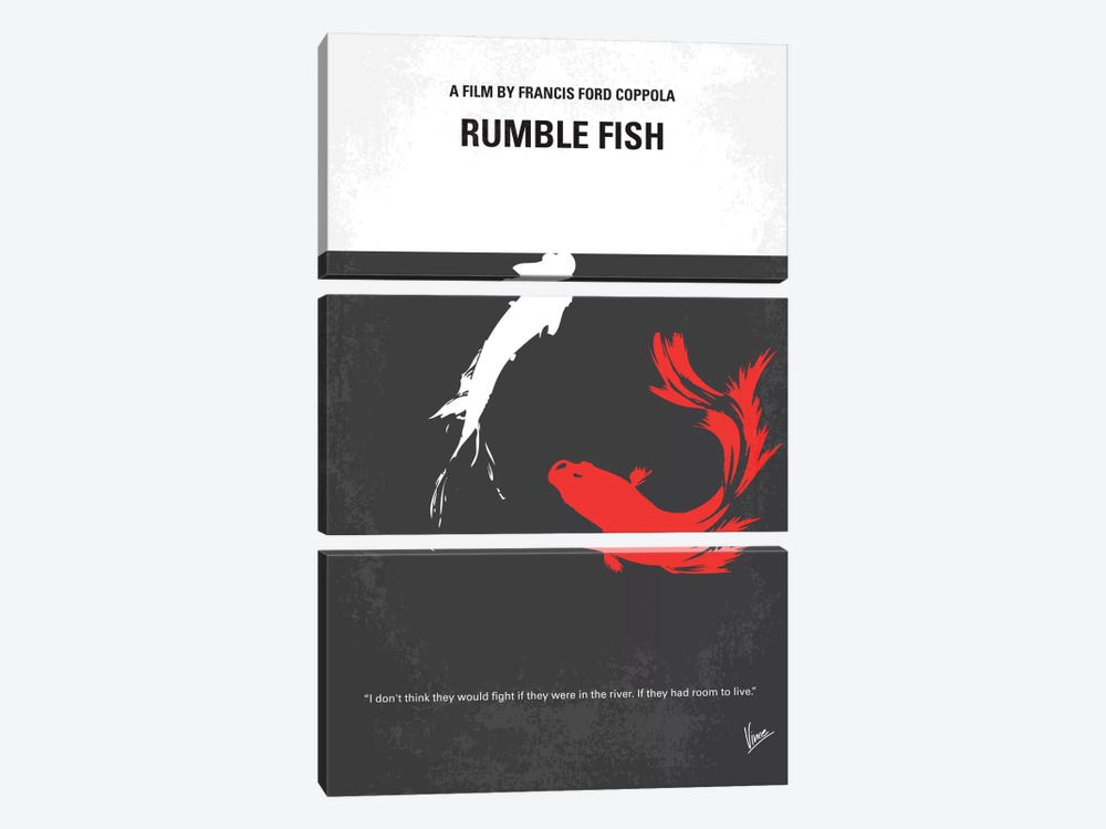 Rumble Fish Minimal Movie Poster by Chungkong 3-piece Canvas Wall Art