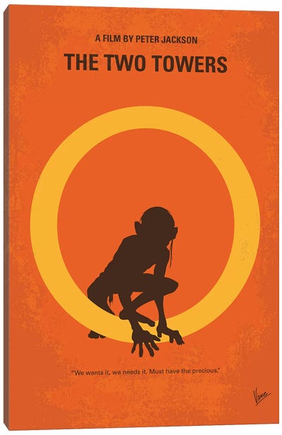 LOTR II Minimal Movie Poster Canvas Art Print - The Lord Of The Rings