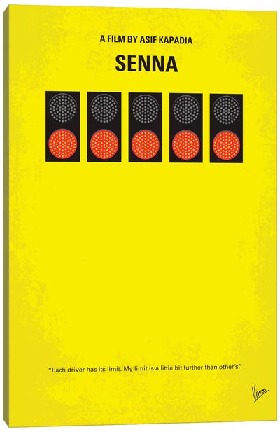 Senna Minimal Movie Poster Canvas Art Print - Sports Minimalist Movie Posters