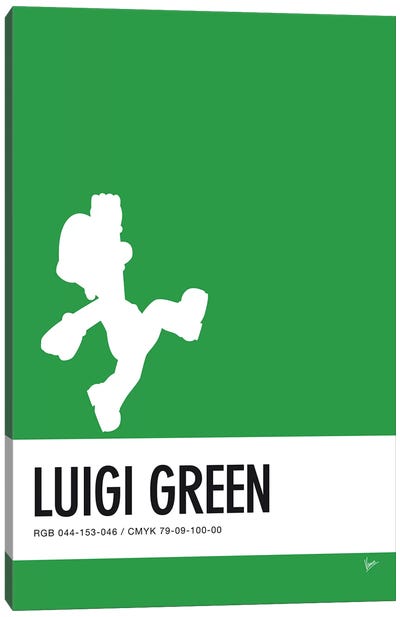 Minimal Colorcode Poster Luigi Canvas Art Print - Super Mario Bros