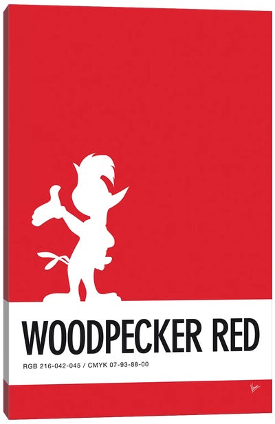 Minimal Colorcode Poster Woody Woodpecker Canvas Art Print - Kids TV Show Art
