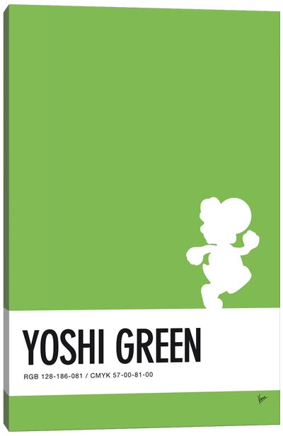 Minimal Colorcode Poster Yoshi Canvas Art Print - Super Mario Bros