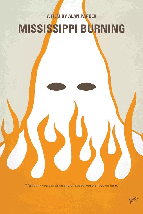 Mississippi Burning Minimal Movie Poster by Chungkong wall art