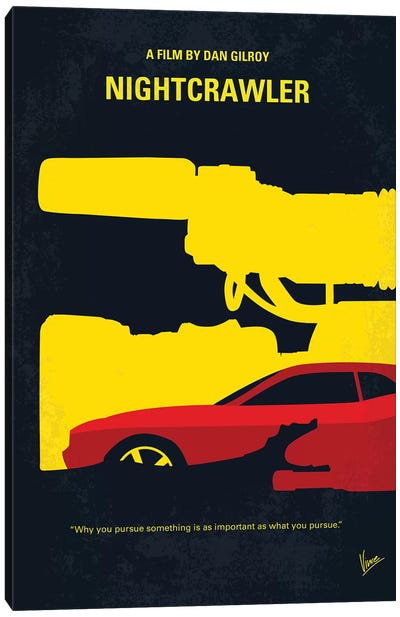Nightcrawler Minimal Movie Poster Canvas Art Print - Mystery & Detective Movie Art