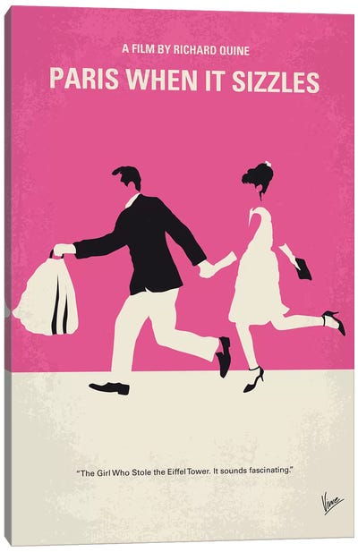 Paris When It Sizzles Minimal Movie Poster Canvas Art Print - Romance Movie Art