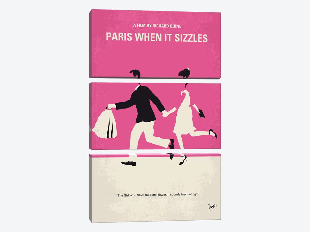 Paris When It Sizzles Minimal Movie Poster by Chungkong 3-piece Canvas Artwork