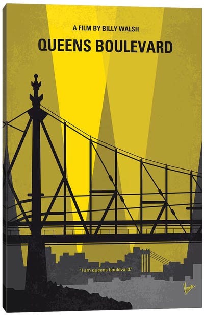 Queens Boulevard Minimal Movie Poster Canvas Art Print - Bridge Art