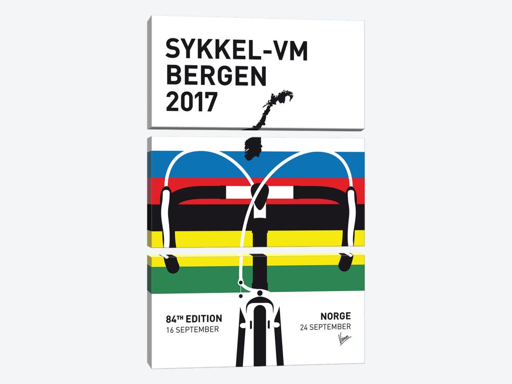 2017 UCI Road World Championships Minimal Poster by Chungkong 3-piece Canvas Art