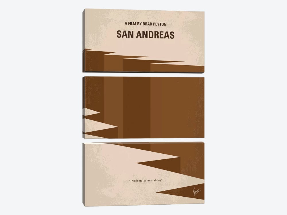 San Andreas Minimal Movie Poster by Chungkong 3-piece Canvas Art Print
