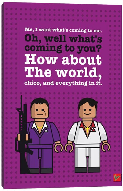 Scarface Lego Dialogue Poster Canvas Art Print - Crime & Gangster Movie Art