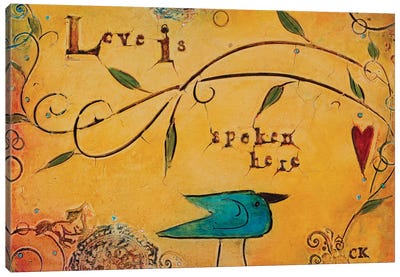 Love is Spoken Here Canvas Art Print - Love Typography