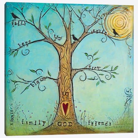 Faith Family Friends Tree Canvas Print #CKI8} by Carolyn Kinnison Canvas Art Print