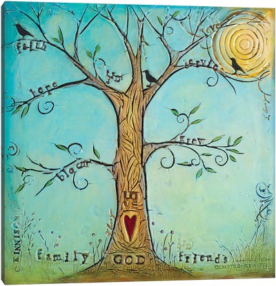 Faith Family Friends Tree Canvas Art Print