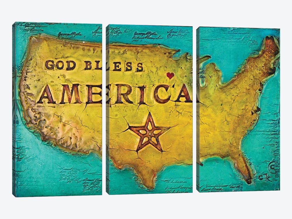 God Bless America by Carolyn Kinnison 3-piece Canvas Artwork