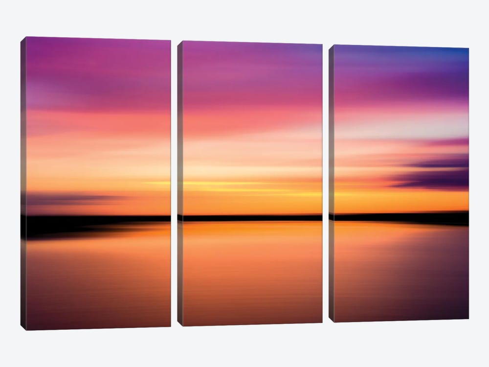 Colours Of Sunset, Fleet Head Creek, Essex by Colin Kemp Photography 3-piece Canvas Print