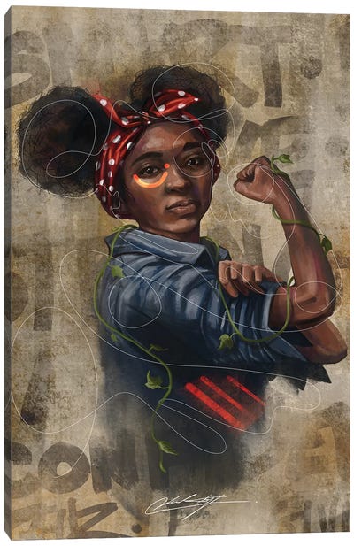 Black Girl Strong Canvas Art Print - Music Art
